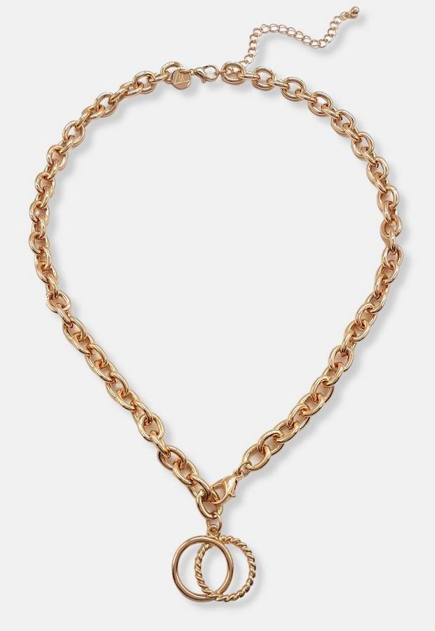 Gold Look Double Link Lobster Chain Necklace, Women, , large image number 0