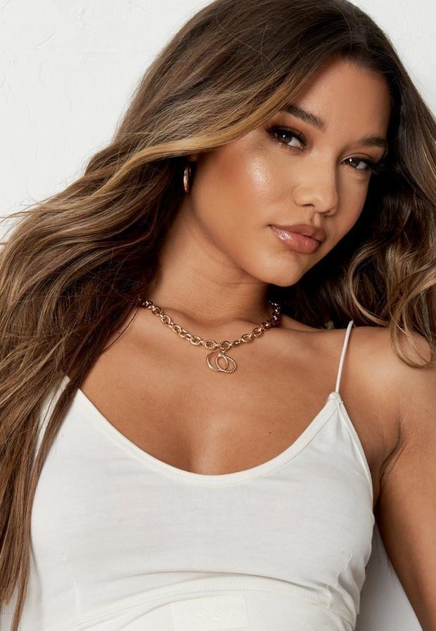 Gold Look Double Link Lobster Chain Necklace, Women, , large image number 1