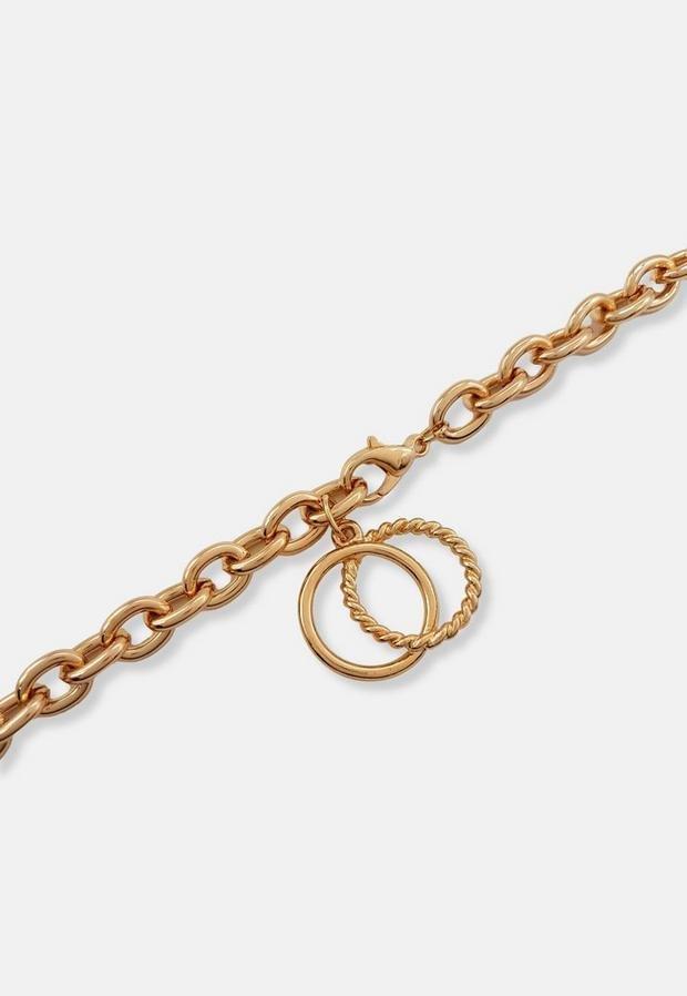 Gold Look Double Link Lobster Chain Necklace, Women, , large image number 2