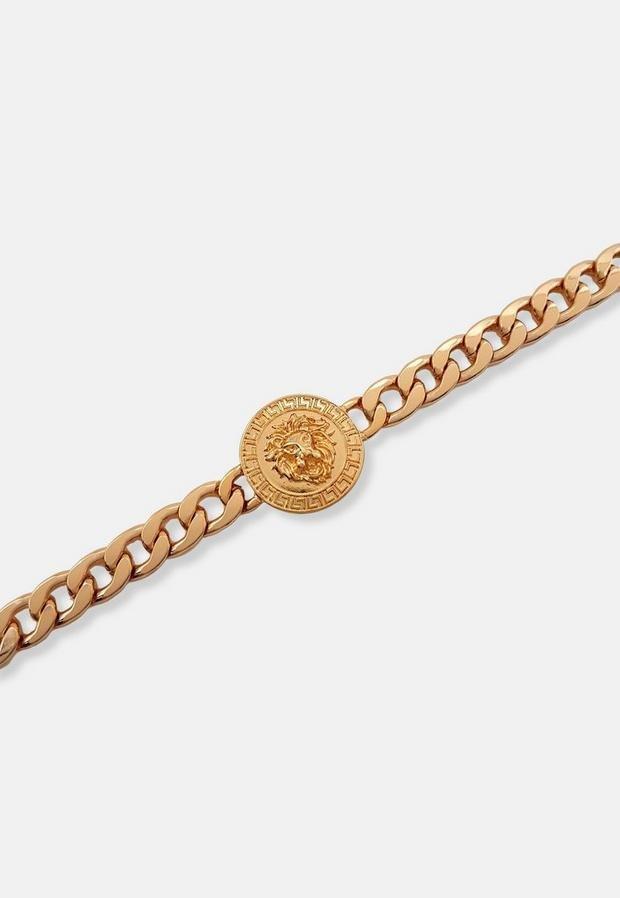 Gold Look Lion Coin Disc Necklace, Women, , large image number 2