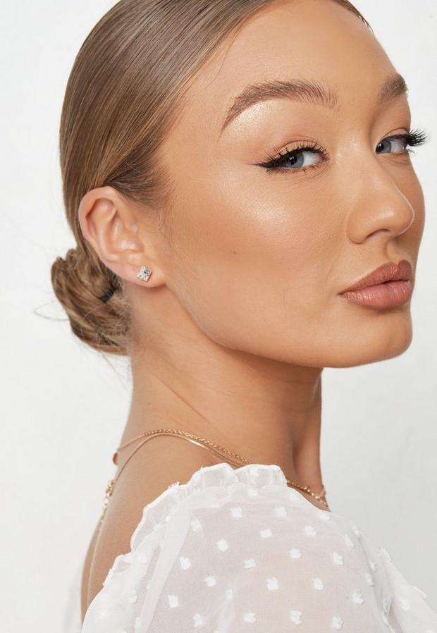 Gold Look Crystal And Metal Stud Earrings 6 Pack, Women, , large image number 0