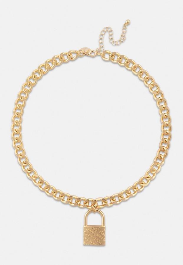 Gold Look MSGD Padlock Chain Necklace, Women, , large image number 0
