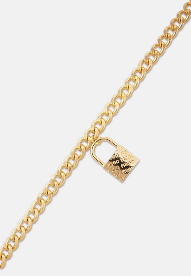 Gold Look MSGD Padlock Chain Necklace, Women, , large image number 2