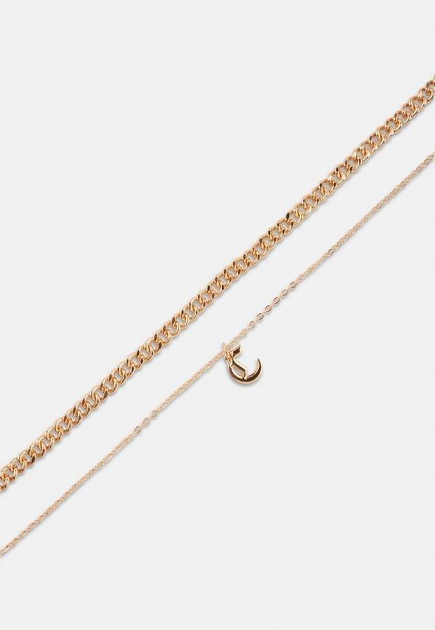 Gold Look Gothic Initial C Pendant Necklace, Women, , large image number 0