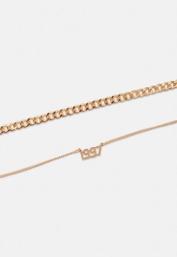Gold Look 1997 Chain Anklet 2 Pack, Women, , large image number 0