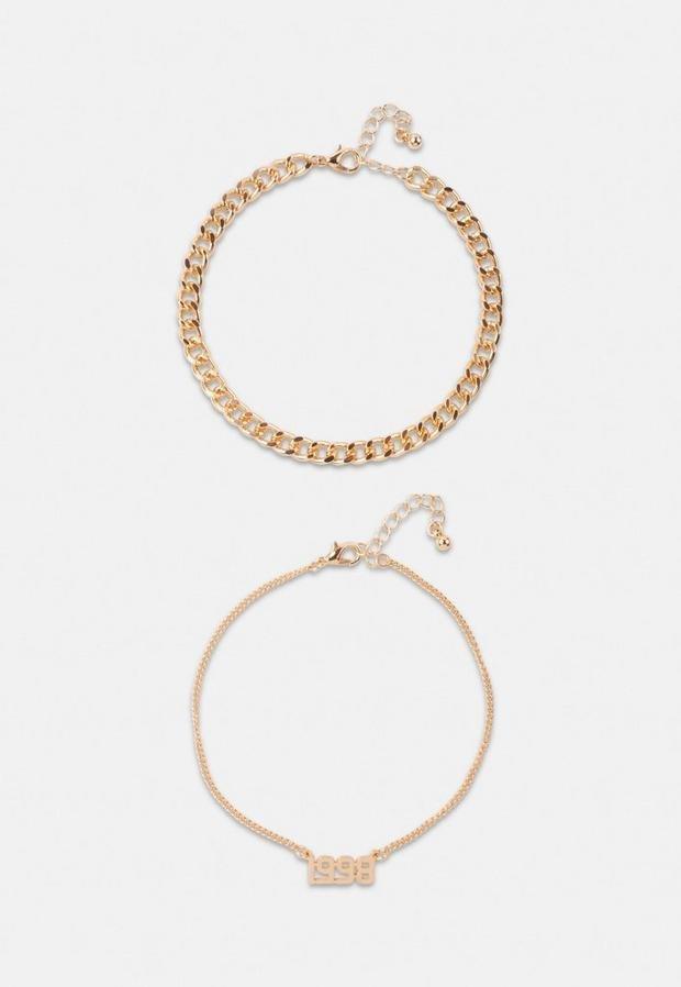 Gold Look 1998 Chain Anklet 2 Pack, Women, , large image number 1