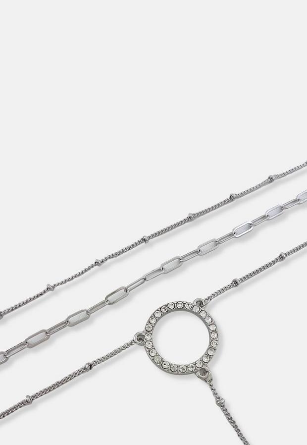 Silver Look Thin Chain Drop Necklace, Women, , large image number 2
