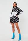 Missguided - Black Playboy X Missguided Repeat Print Zip Through Oversized Sweater Dress, Women