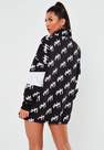 Missguided - Black Playboy X Missguided Repeat Print Zip Through Oversized Sweater Dress, Women