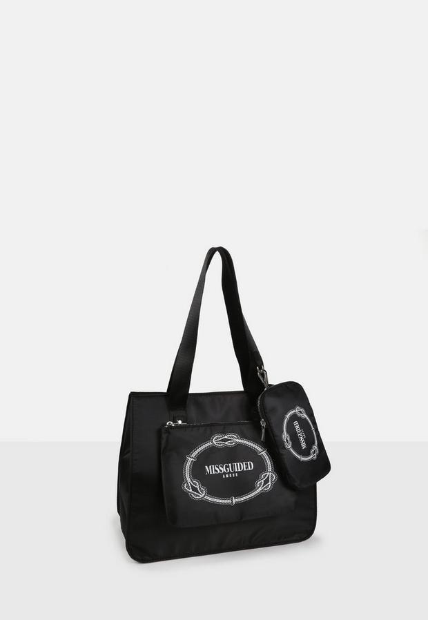 Black Black Branded Rope Logo Print 3 In 1 Tote Bag, , large image number 2