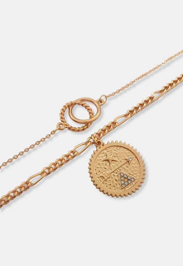 Gold Look Circle 2 Row Necklace, Women, , large image number 0