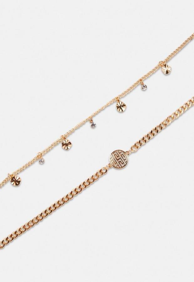Gold Look Geo Chain Bracelet 2 Pack, Women, , large image number 1