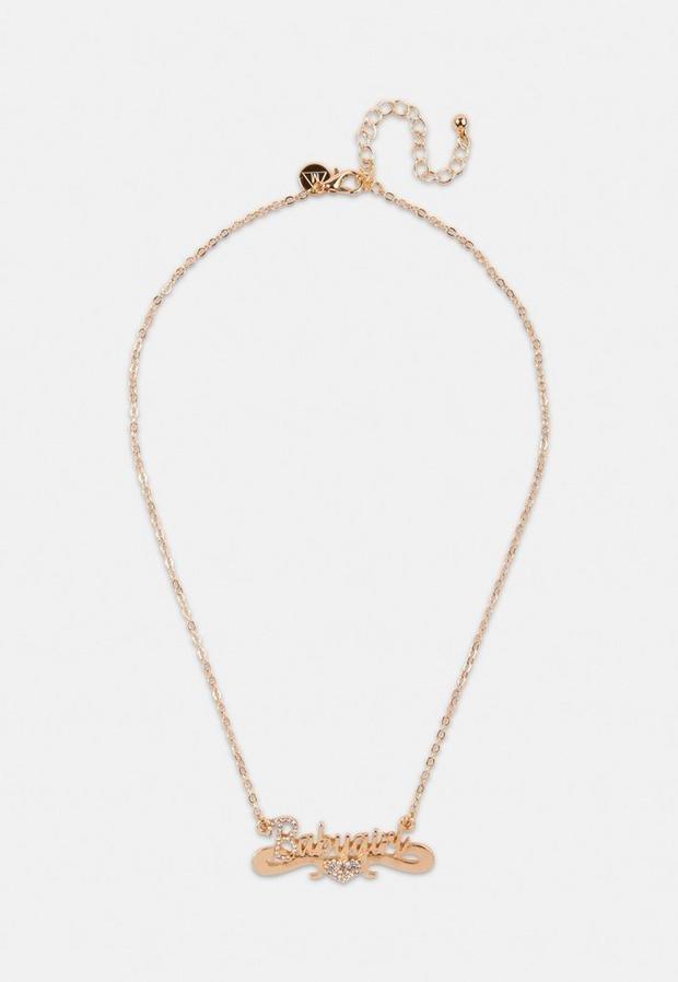 Gold Look Babygirl Swirl Pendant Necklace, Women, , large image number 0