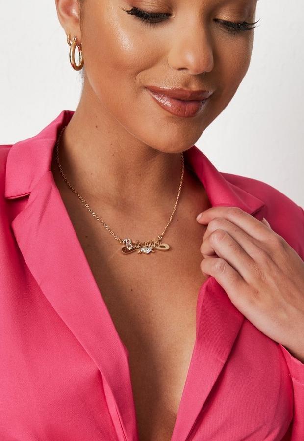 Gold Look Babygirl Swirl Pendant Necklace, Women, , large image number 1