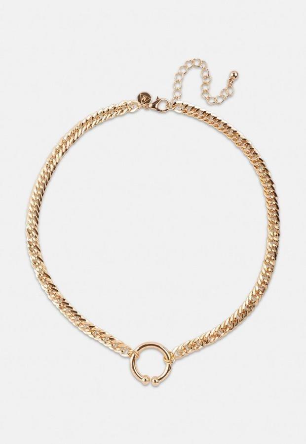 Gold Look Open Ring Chain Necklace, Women, , large image number 1