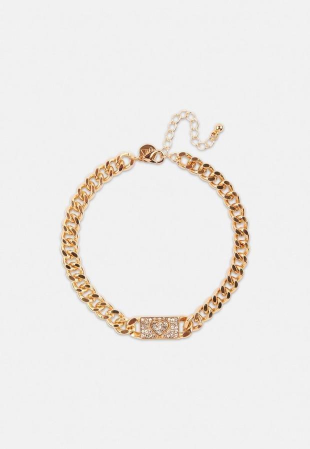 Gold Look Heart Pave Anklet Chain Anklet, Women, , large image number 1