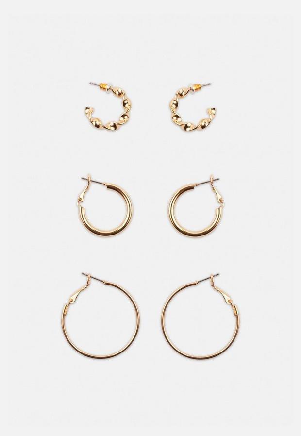 Gold Look Twist Hoop Earring 3 Pack, Women, , large image number 1