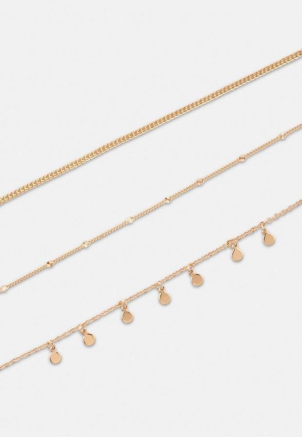 Gold Look 3 Row Drop Chain Necklace, Women, , large image number 0