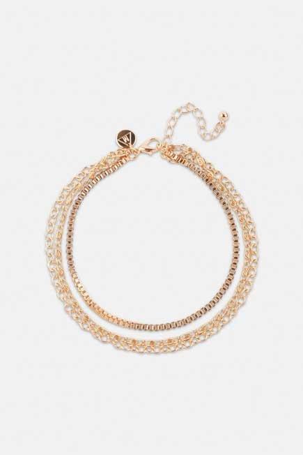 Gold Look 3 Chain Anklet, Women, , large image number 0