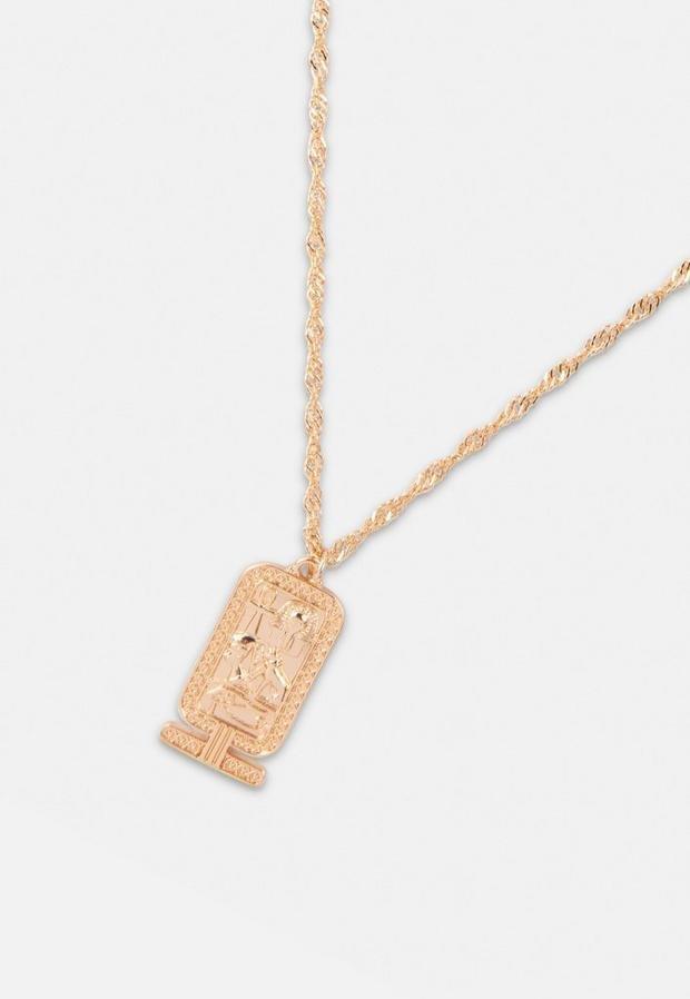 Gold Look Tag Pendant Necklace, Women, , large image number 2