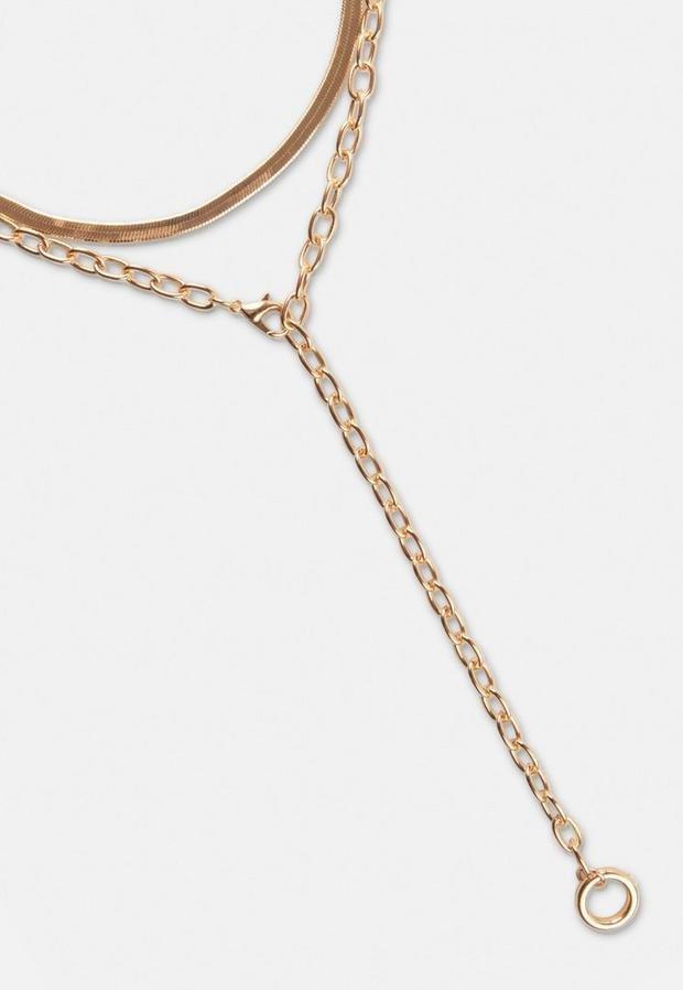 Gold Look Chain Drop Necklace, Women, , large image number 2