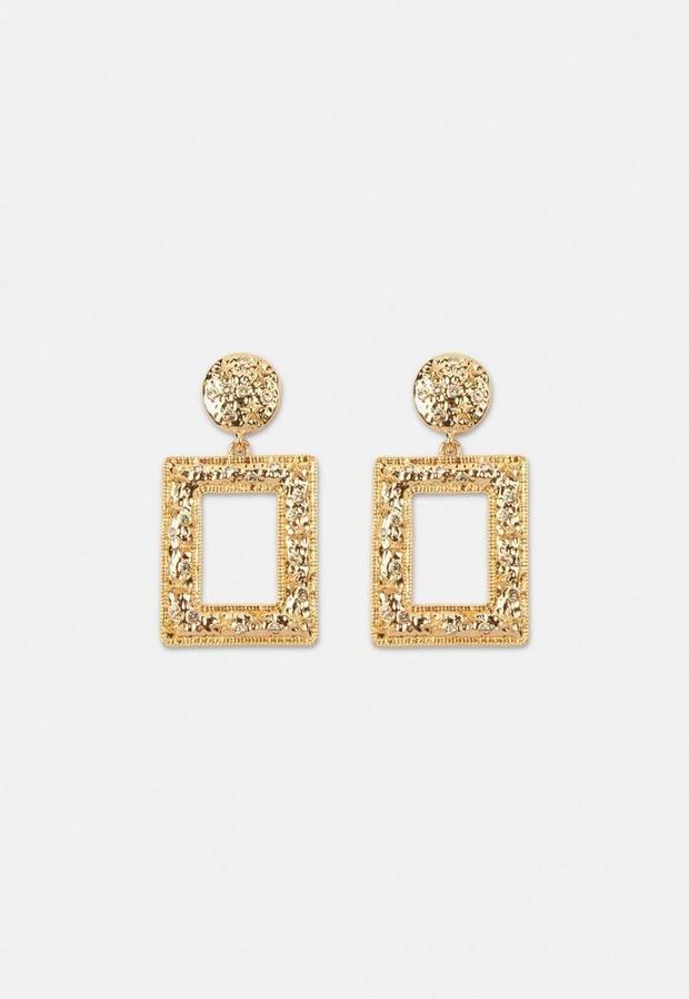 Gold Look Crystal Doorknocker Earrings, Women, , large image number 0