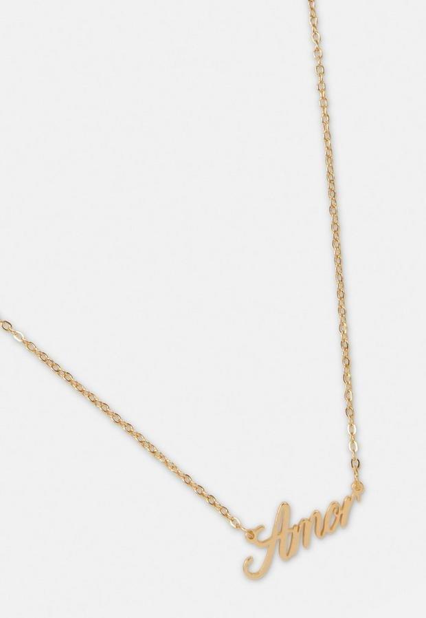 Gold Look Amor Pendant Necklace, Women, , large image number 2