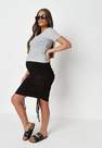 Missguided - Black Rib Ruched Maternity Midi Skirt, Women
