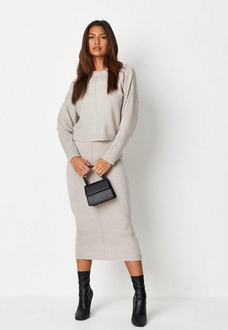 Missguided - Grey Recycled Grey Co Ord Seam Front Jumper