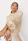 Missguided - Camel Sand Ruched Sleeve Oversized Hoodie, Women