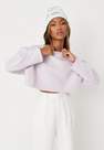 Missguided - Lilac Good Vibes Hotfix Cropped Sweatshirt, Women