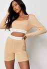 Missguided - Peach Missguided Script Crop Top And Shorts Loungewear Set, Women