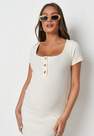 Missguided - Cream Rib Button Front Maternity Midi Dress, Women