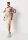 Missguided - Peach Rib Belted V Neck Maternity Midi Dress, Women