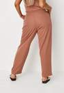 Missguided - Brown Plus Size Co Ord Pinstripe Tailored Trousers, Women