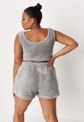 Missguided - Plus Size Grey Cropped Short Fluffy Loungewear Set, Women
