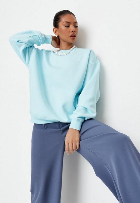 Missguided - Blue Missguided Oversized Sweatshirt, Women