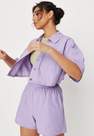 Missguided - Lilac Co Ord Linen Look Cropped Shirt, Women
