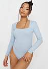 Missguided - Blue Rib Scoop Neck Bodysuit, Women