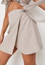 Missguided - Beige Co Ord Tie Side Mini Skirt