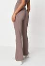 Missguided - Brown Co Ord Rib Flared Trousers, Women