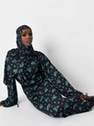 Missguided - Black Floral Stretch Rib Hijab, Women