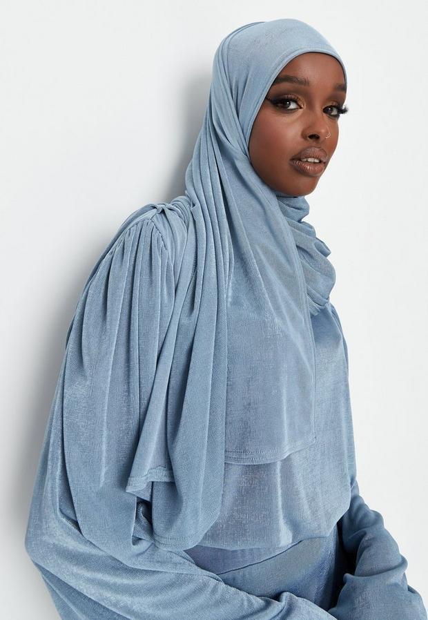 Blue Stretch Rib Hijab, Women, , large image number 0