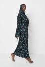 Missguided - Black Floral Print Satin Bodysuit, Women