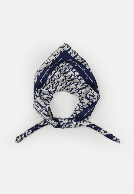 Missguided - Blue Satin MSGD Branded Headscarf, Women