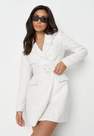 Missguided - White Boucle Buckle Belted Blazer Dress, Women