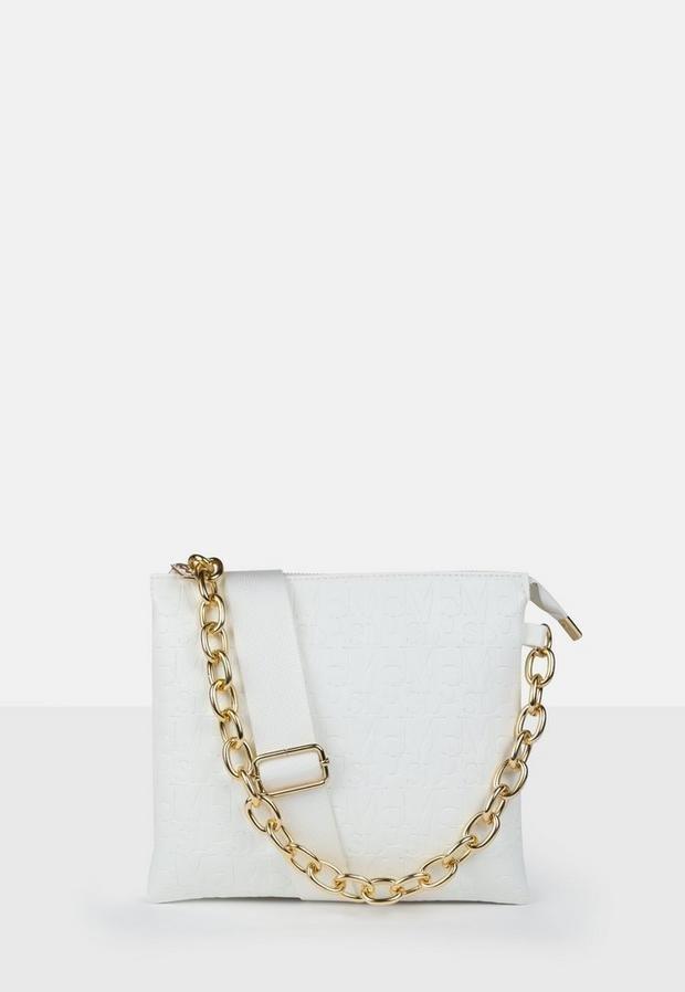 White Missguided Embossed Crossbody Bag, , large image number 0