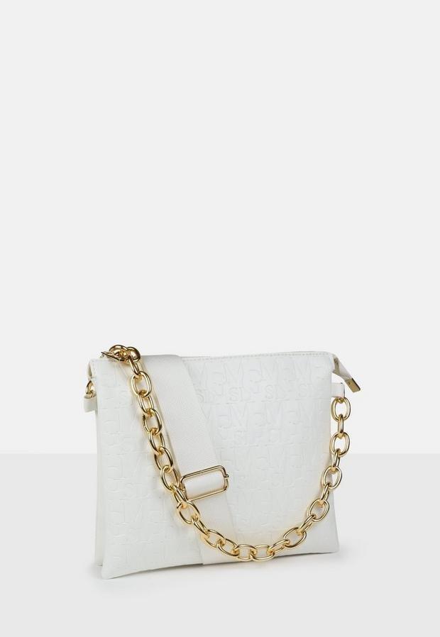 White Missguided Embossed Crossbody Bag, , large image number 2
