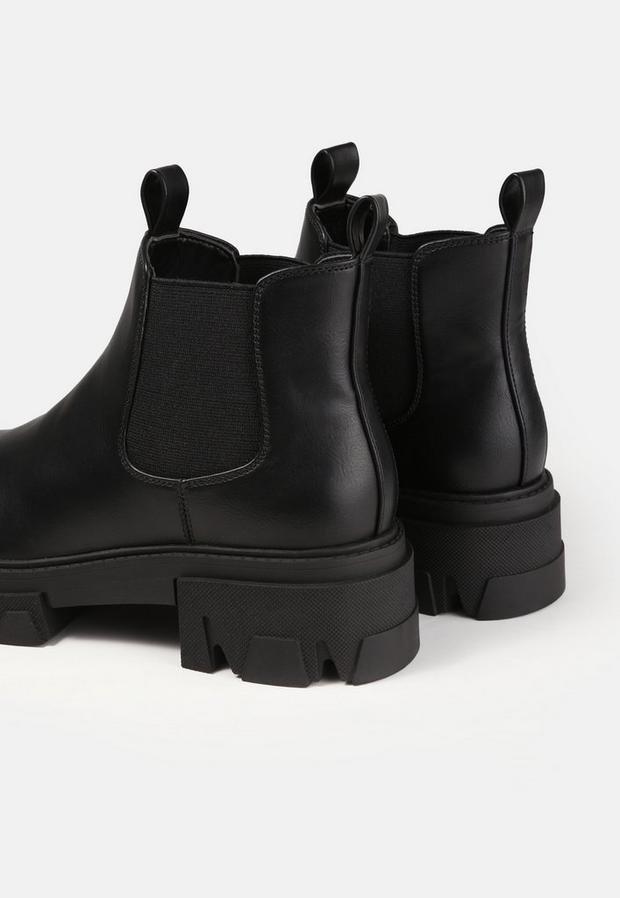 Black Chunky Low Double Tab Chelsea Boots, , large image number 2
