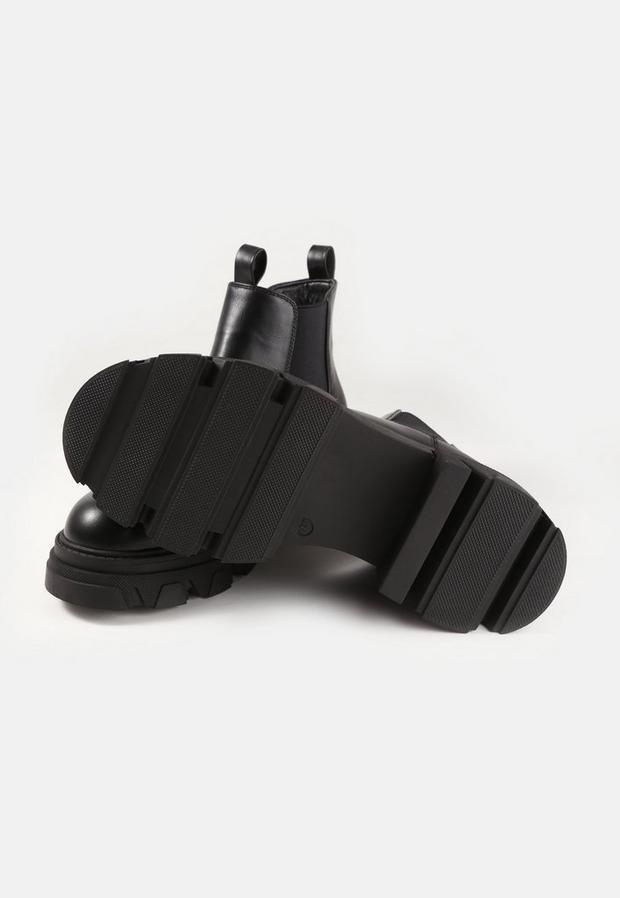 Black Chunky Low Double Tab Chelsea Boots, , large image number 3
